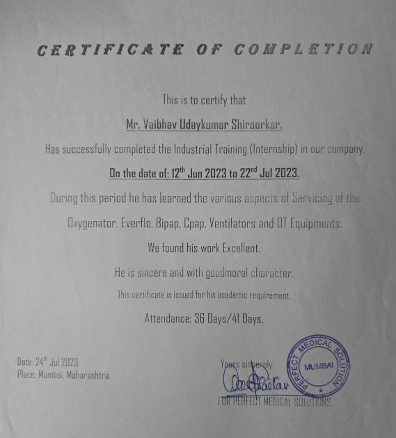 Philips Internship Certificate